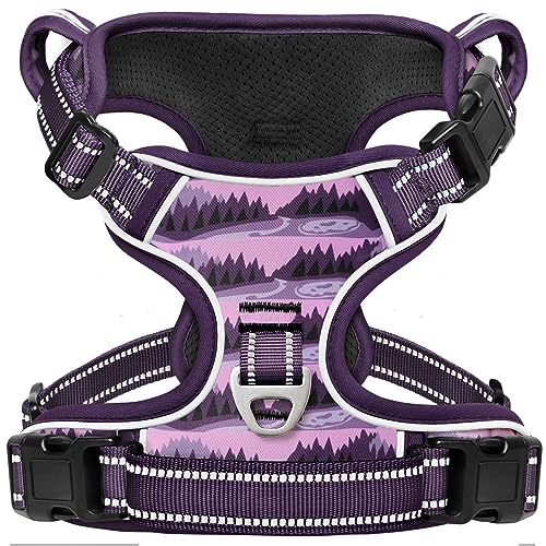 Timos Dog Harness,No-Pull Pet Harness Adjustable Soft Padded Dog Vest,Reflective No-Choke Pet Oxford Vest with Easy Control Handle for Medium Dogs,Moon Night,M