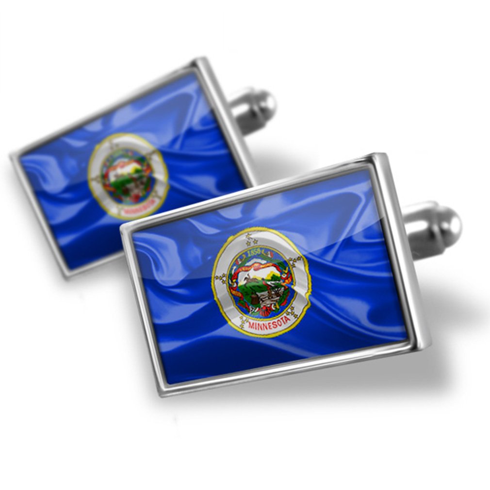 NEONBLOND Cufflinks Minnesota 3D Flag region: America (USA)