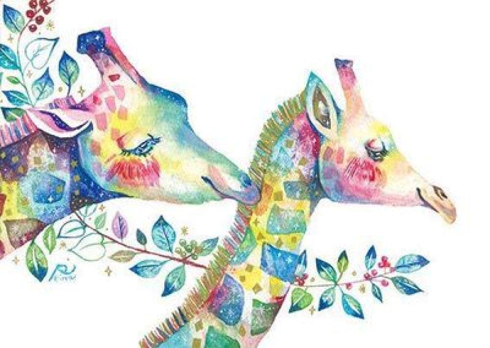 Broderie diamant kit complet girafe 50x70 cm point de croix résine
