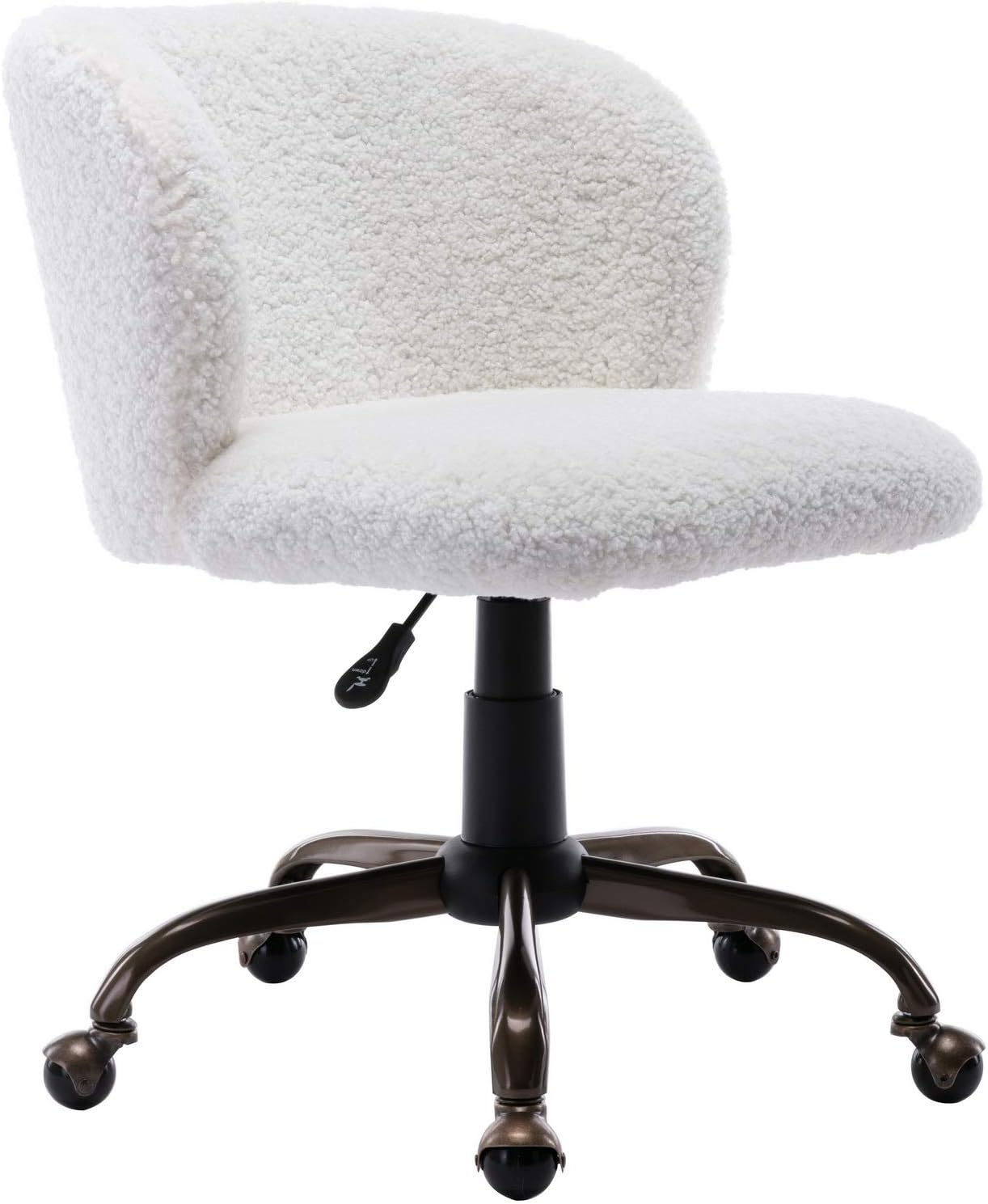 Living Room Shaggy Desk Chair Japandi White Boucle Accent Chair