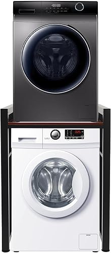 Washer Dryer Stacking Rack Stand, Laundry Room Storage and Organizer Standing Shelf with Adjustable Foot Pads & Heightened Guardrail Washing Machine