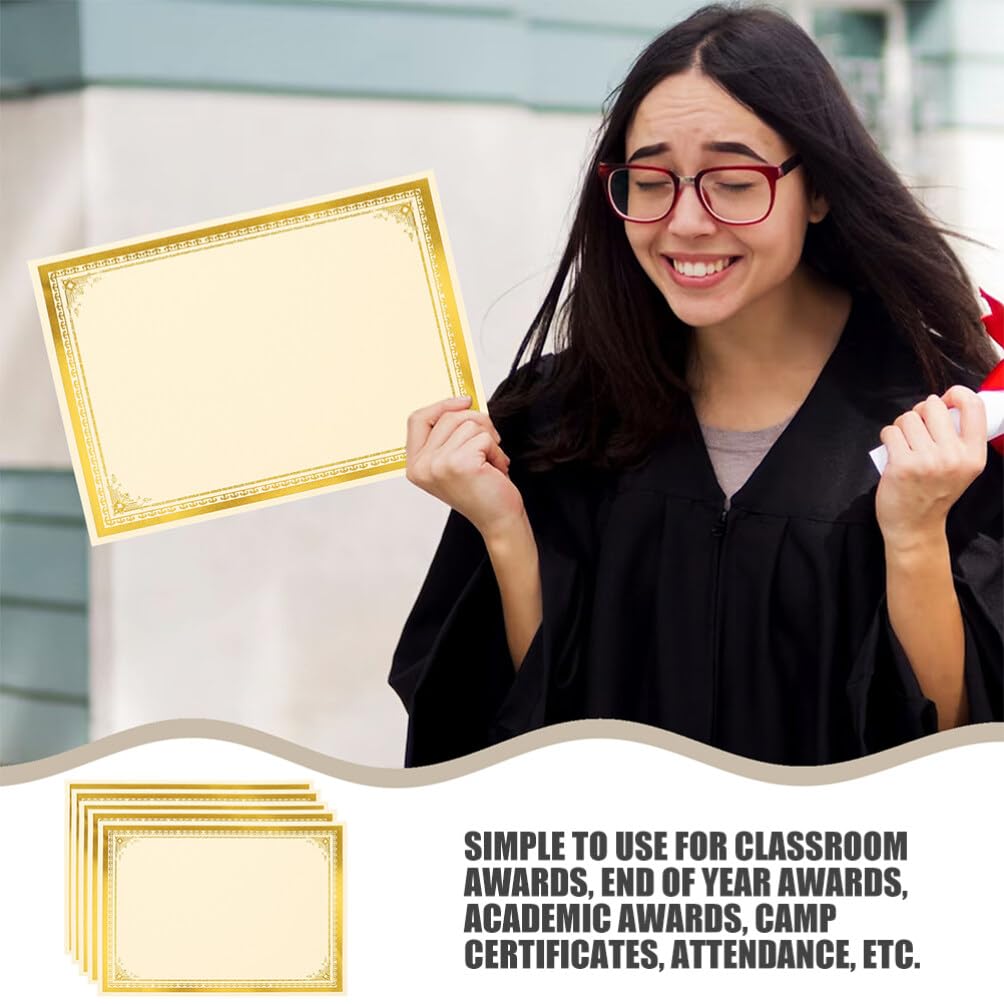 Baluue 35 Stück Urkundenpapier mit Glatter Oberfläche Dickes Zertifikatspapier aus Papier in Gold für Abschlussstimmung und Akademische Auszeichnungen