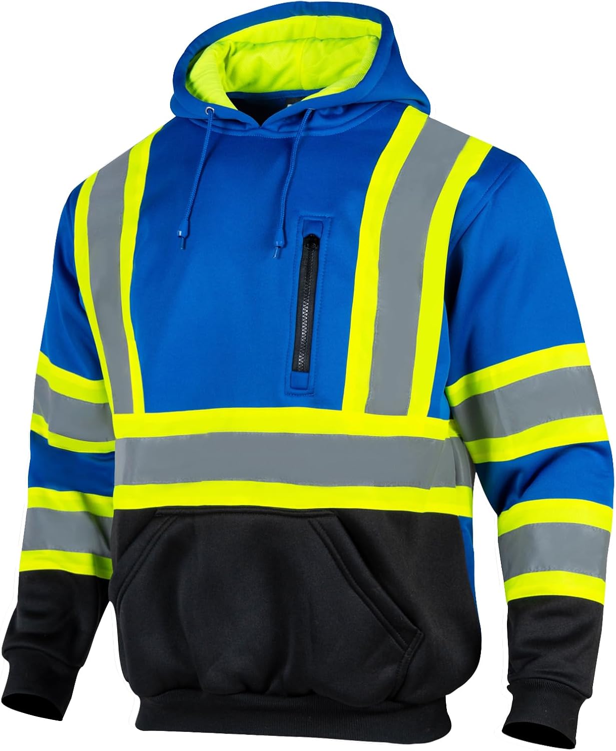 High Visibility Safety Fleece Hoodie for Men Reflective Sweatshirt ANSI Class 3 Hi ...