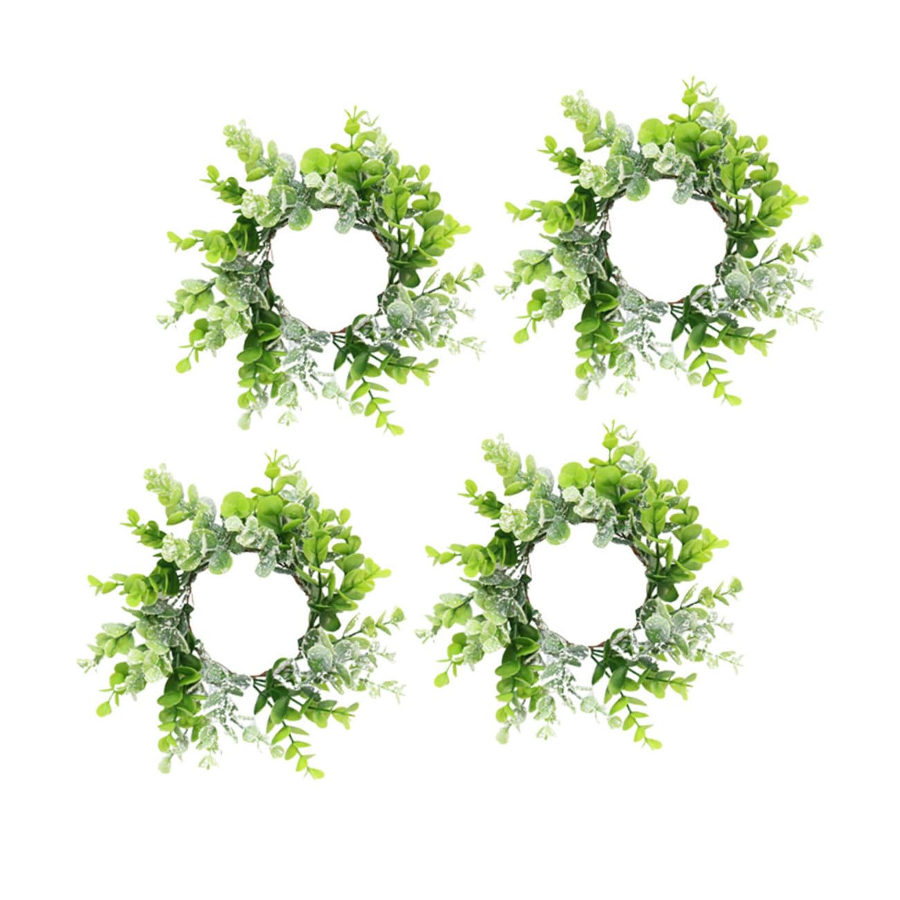 Zerodeko 2 Sätze Kerzengirlande Kerzenring Kranz Dekorationen Eukalyptus Drinnen Verlassen Blätter Realistisch Hochzeit Mittelstücke Weihnachtskranz Girlande Eisen Green 4 Stück * 2