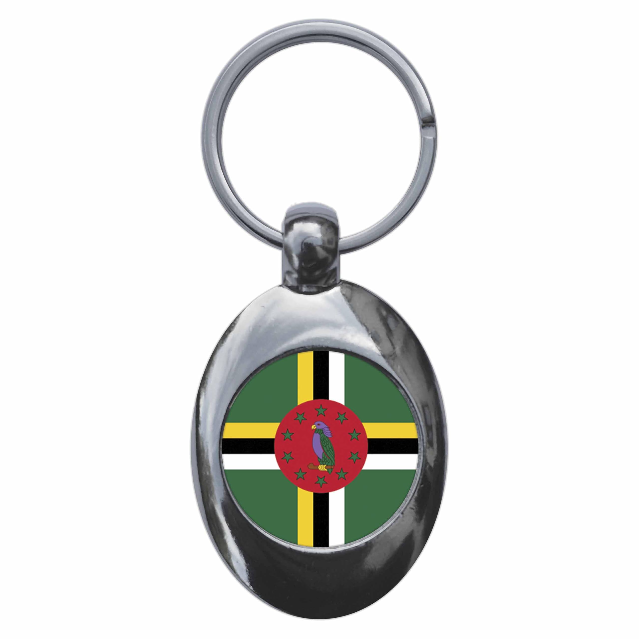Ozorath Dominica National Flag Keyring Keychain Key Ring Chain With Trolley Coin
