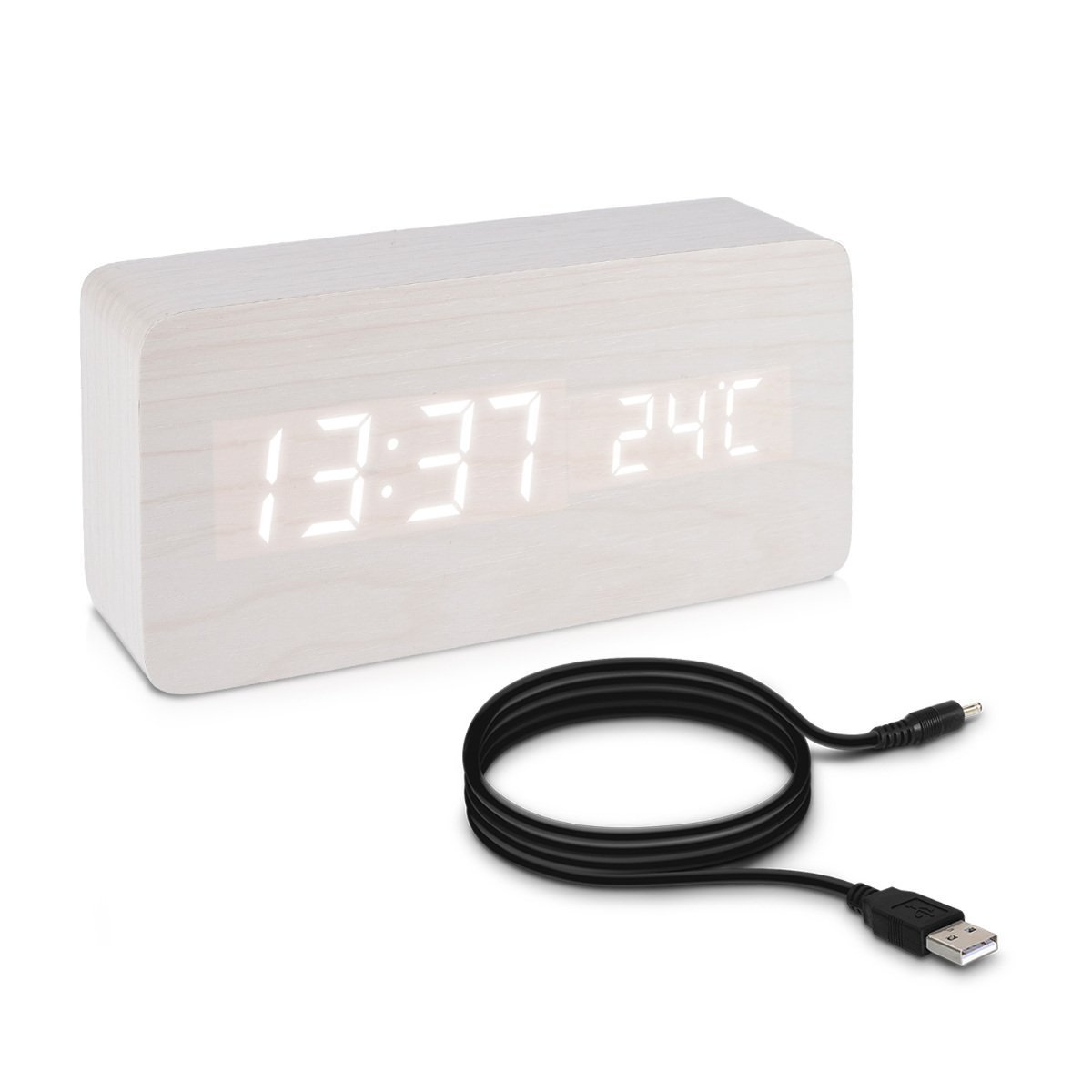 Buy kwmobile Wooden digital alarm clock big activated by either touch or sound. Built in