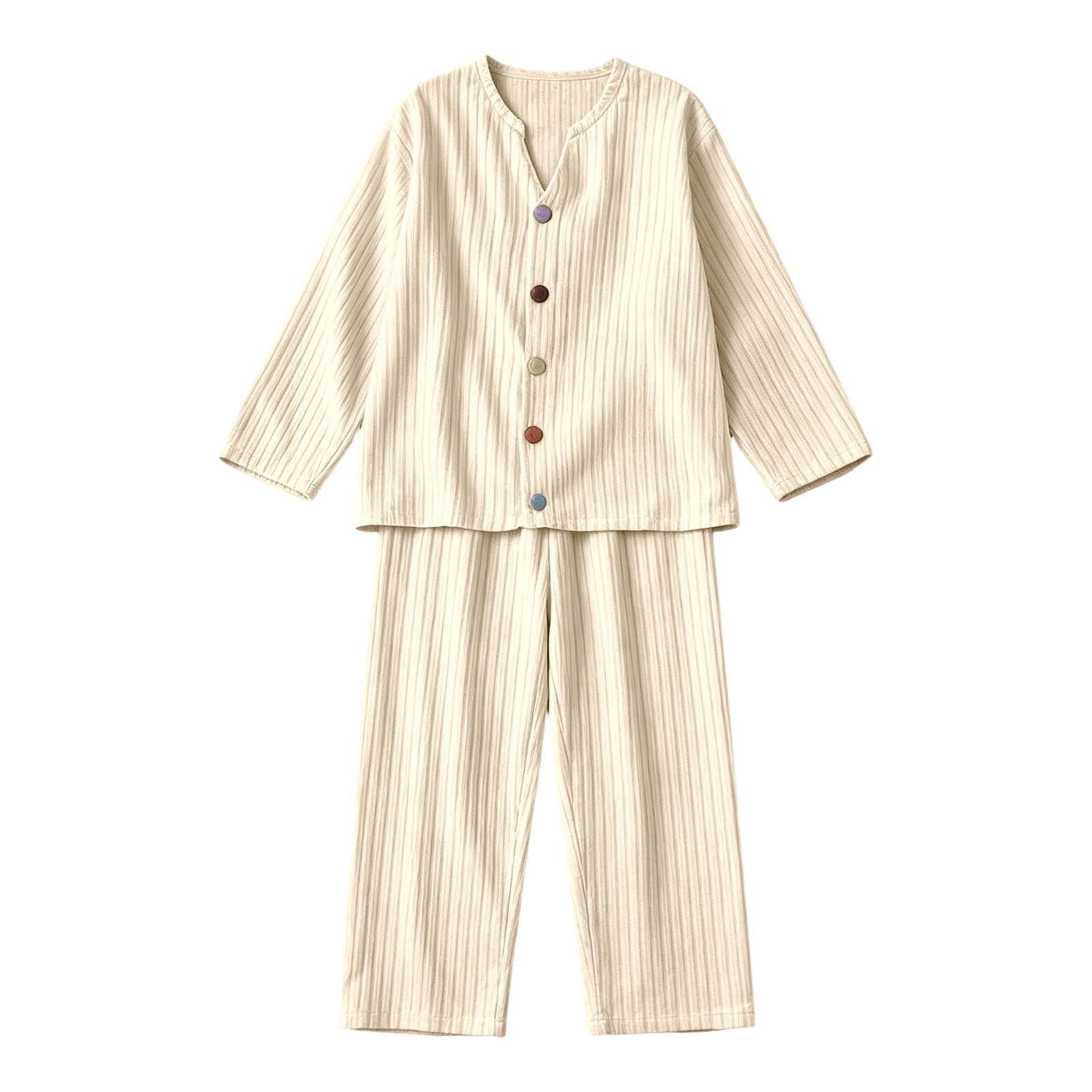 Ensemble de Pyjama Femme Manches Longues à Boutons Pantalon Décontracté