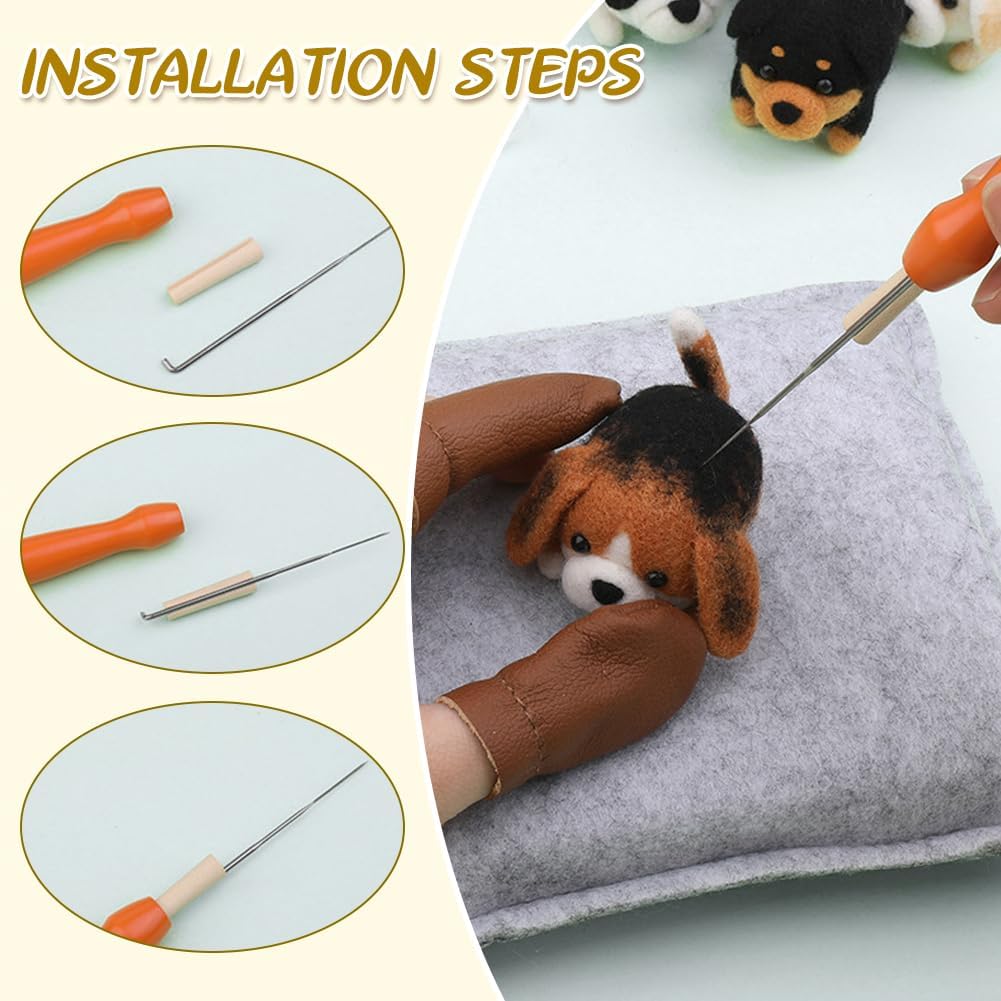 Needle Felting Kit, DIY Crafts for Adults Women, Puppy Cat DIY Needle Felting Kit with Felting Supplies,Felting Needles, Felting Wool and Tools for Beginners, Adult Craft Kits, Type 6