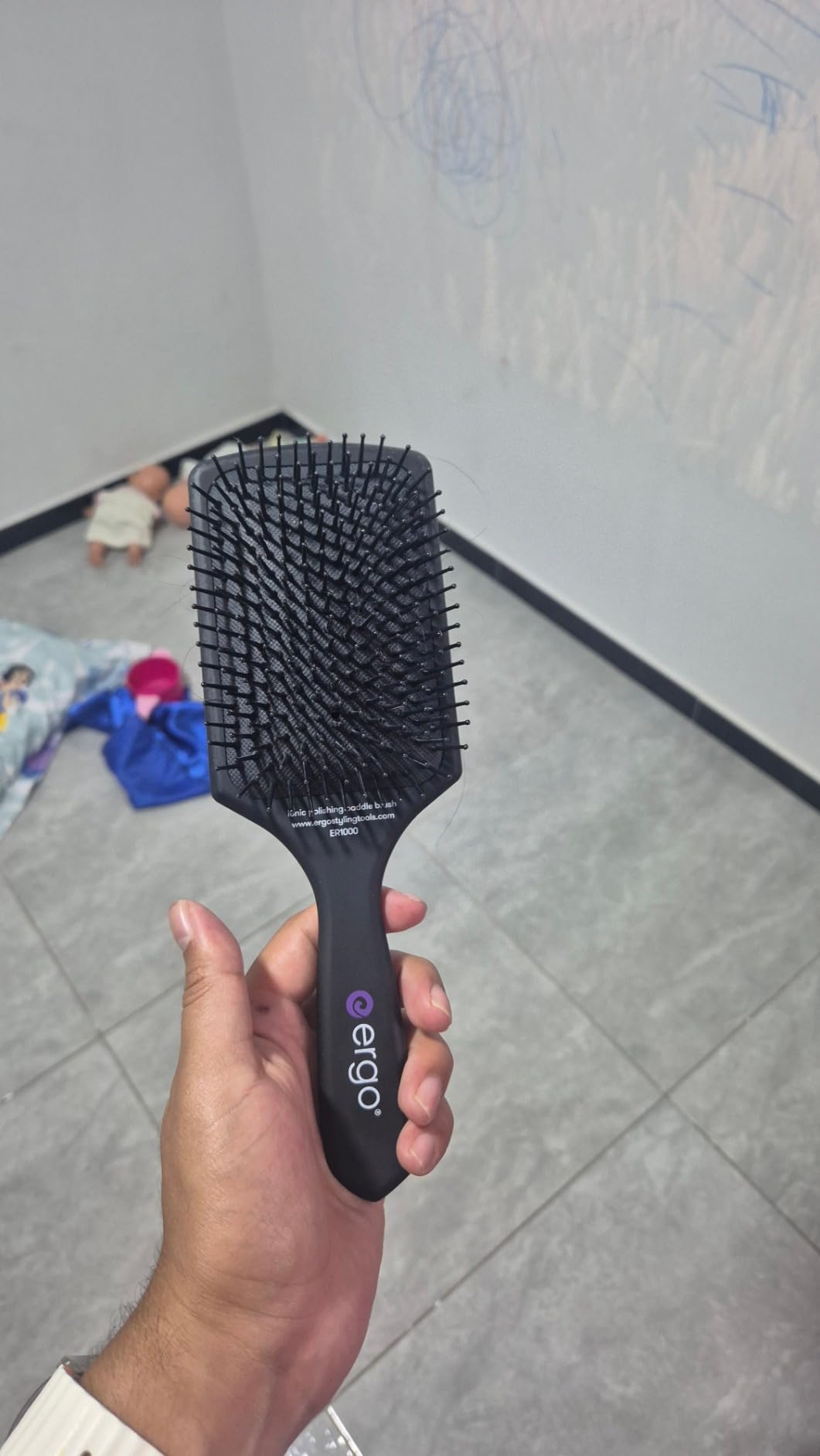 ERGO Ionic Paddle Hair Brush – Large Polishing Brush for Long-Lasting Shine, Detangling Brush for Wet & Dry Hair Care, Hair Styling Tool for Blow Drying (ER1000)