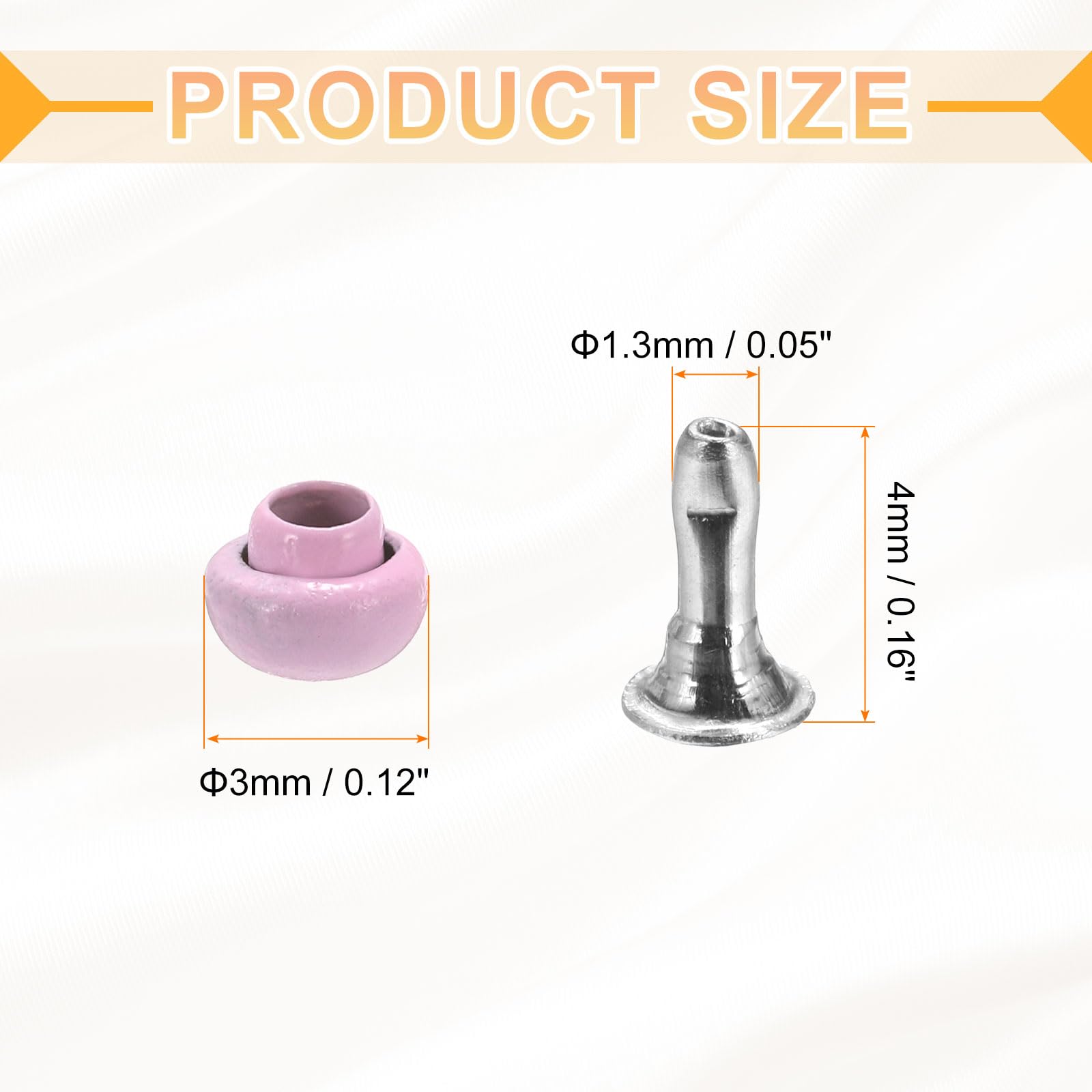 HARFINGTON 10Pcs Mini Rivet Studs 3mm Double Cap Leather Rivets Tubular Metal Studs for Clothes Sewing Purse Repair Bag Repair and Decoration, Pink