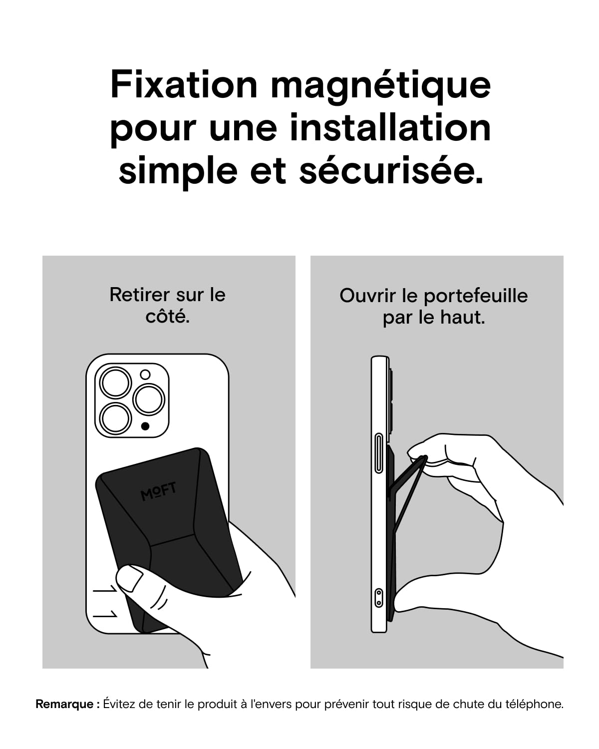 MOFT Porte-Carte Magsafe Cuir Végan iPhone 17/16/15/14/13/12 Support Téléphone 3 Modes Noir