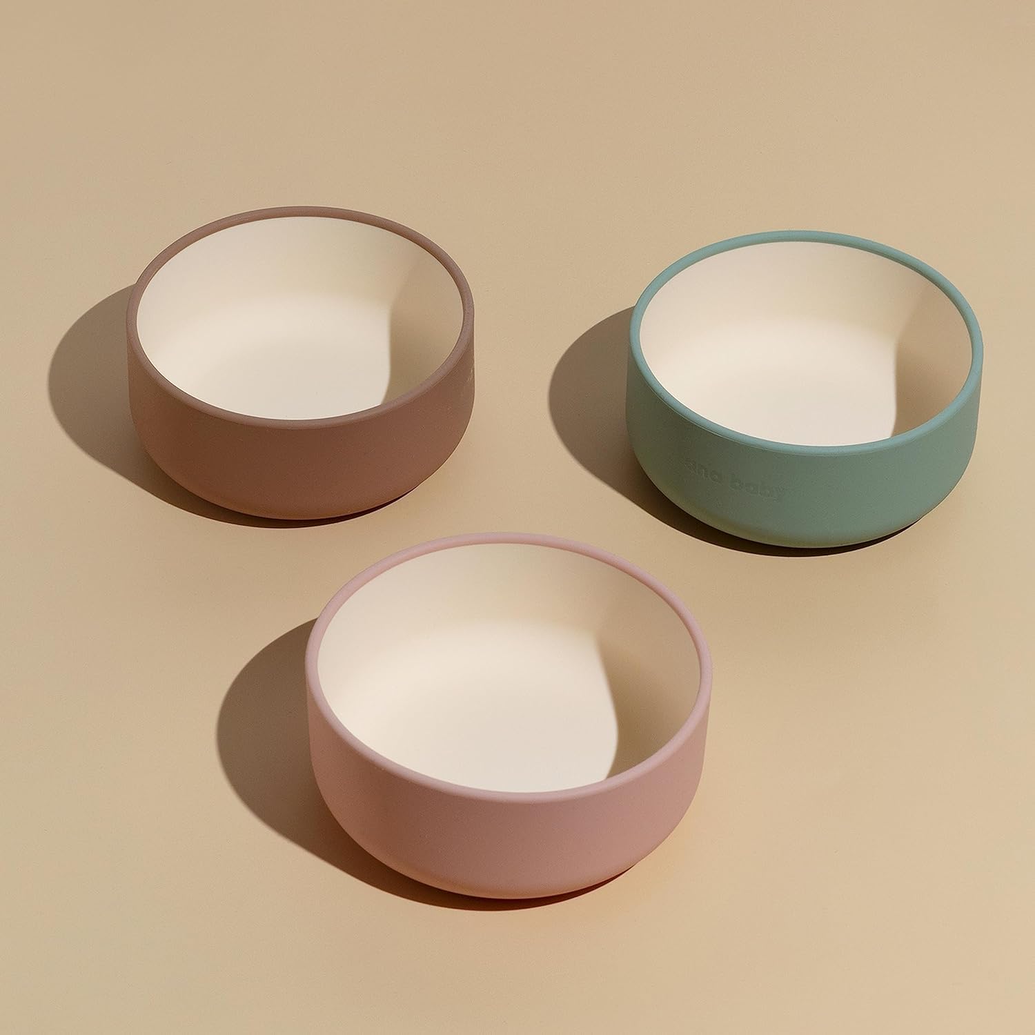ana baby Confezione da 3 ciotole in silicone in colori pastello, in silicone alimentare e senza BPA, perfette per lo svezzamento, lavabili in lavastoviglie e adatte al microonde