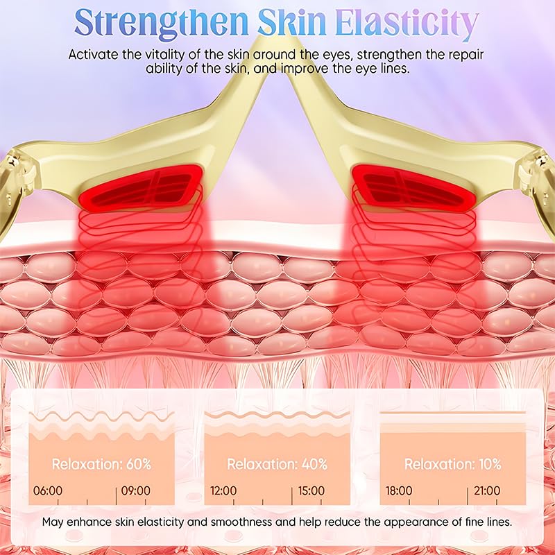 Gafas de Terapia de Luz Roja para Ojos, Masajeador Ocular con 3 Niveles de Microcorriente EMS, Para Disminuir las Líneas de Expresión y Ojeras, Aliviar la Fatiga Ocular