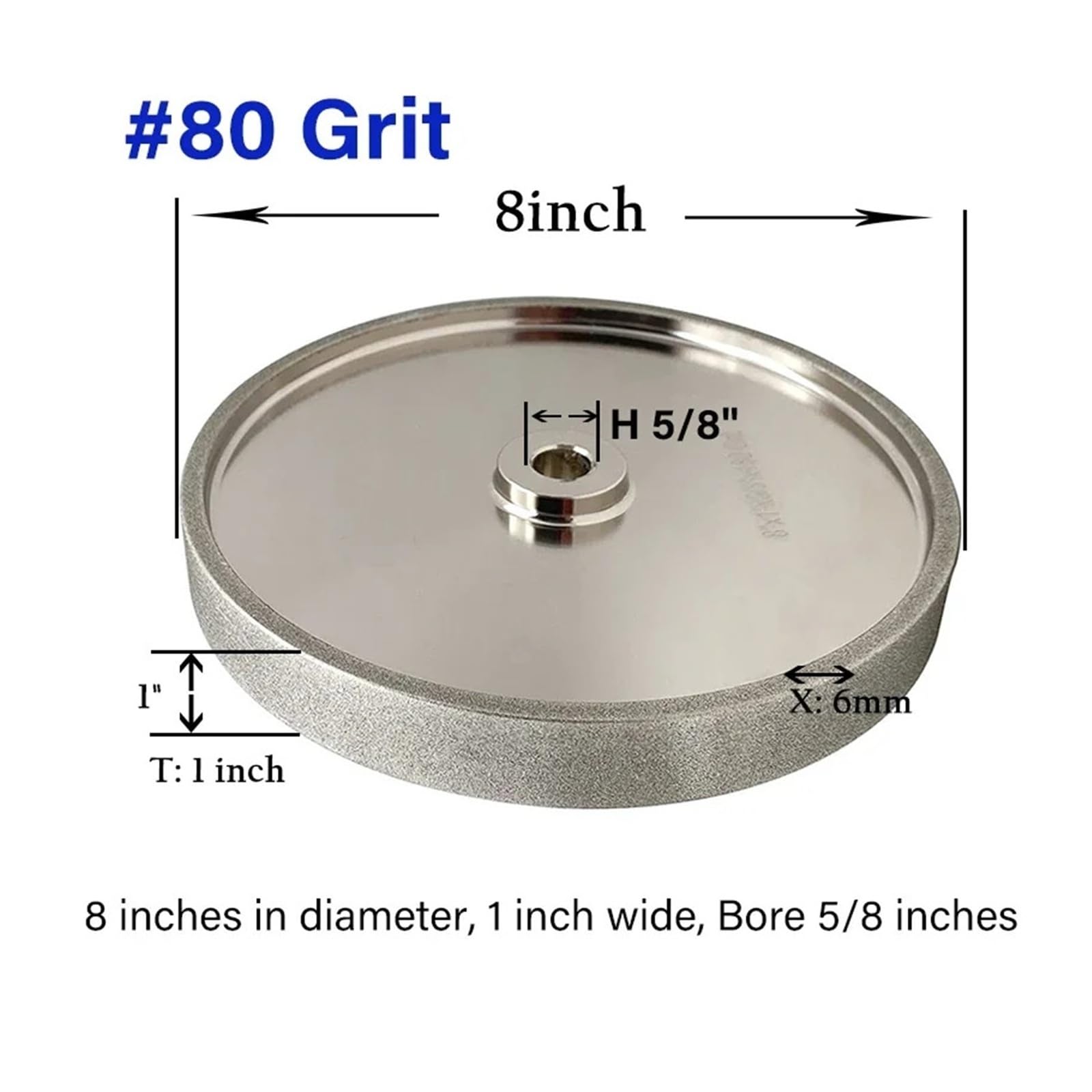 Muela abrasiva de 8 pulgadas | Rueda abrasiva de 200 × 1,25 pulgadas con diámetro de 5/8 "(8 Dia X 1 80 Grit)