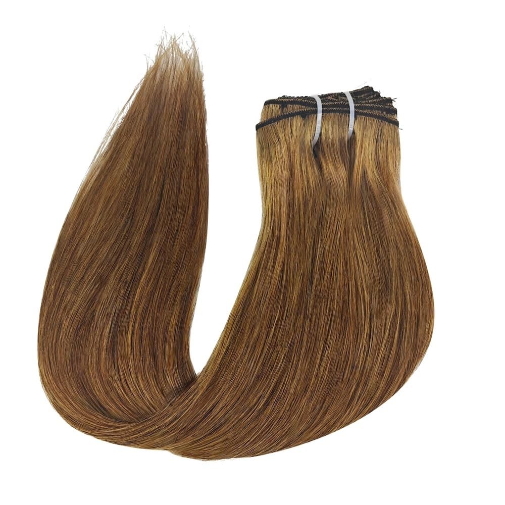 Extensiones de cabello de moda Extensiones de cabello humano real, invisibles, lisas, sin costuras, con clip, 8 unidades, 18 clips, trama doble, 120 g Suaves(6,16inches)