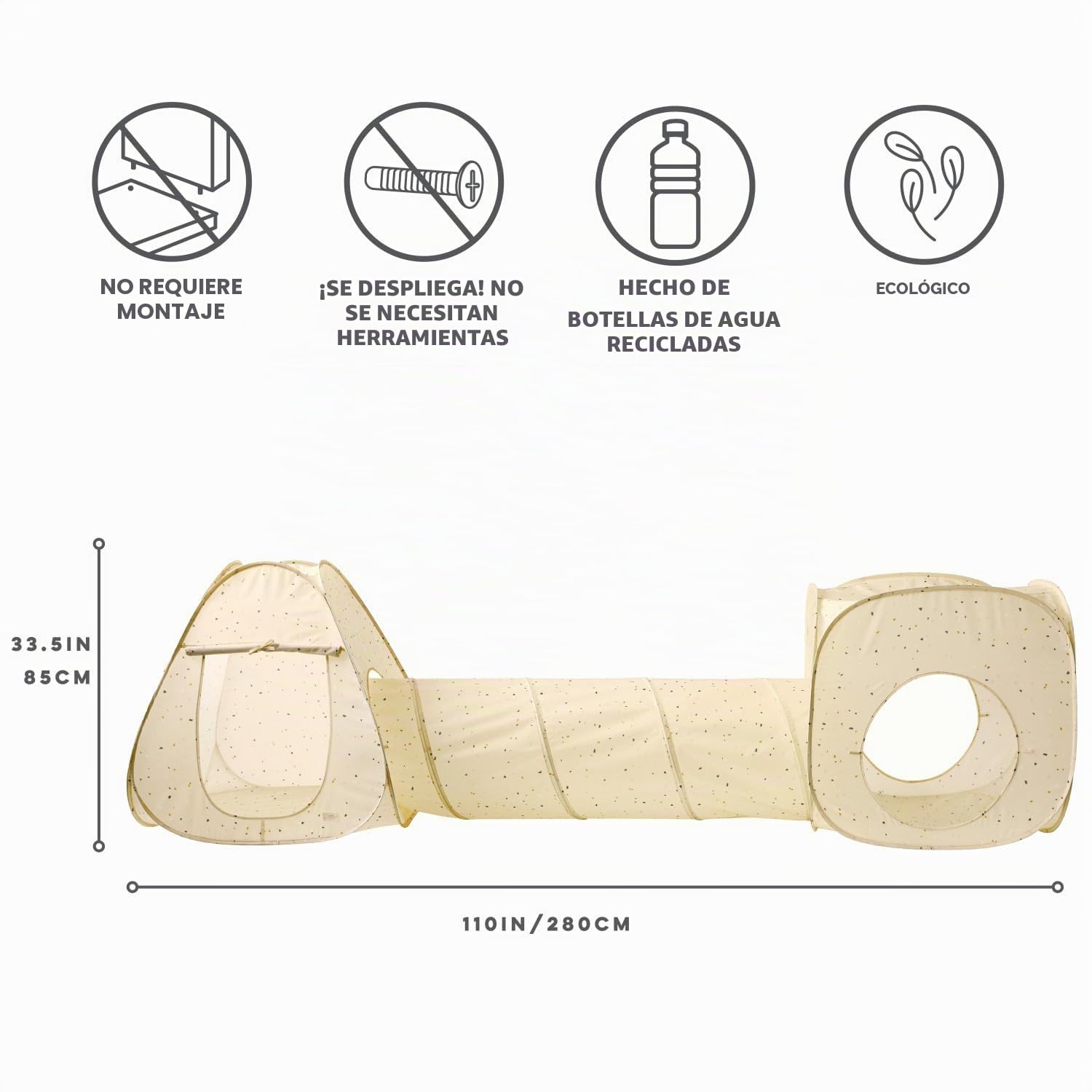 3 Sprouts Tienda con Túnel Infantil, Plegable, Terrazo Beige