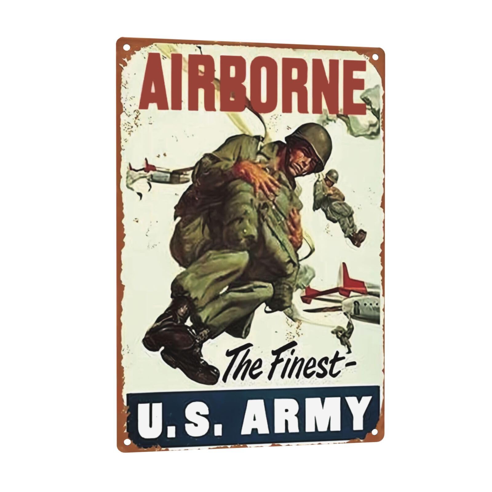GCOCL Airborne The Finest U.S. Army Vintage Tin Sign Logo 12 8 inches Advertising Eye-Catching Wall Decoration