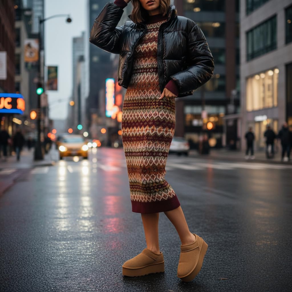 CUSHIONAIRE Huggy-2 Platform Slippers for Women, Cozy Genuine Suede Slip-On Ankle Boots for Indoor Outdoor Wear, Womens Slippers - Image 3