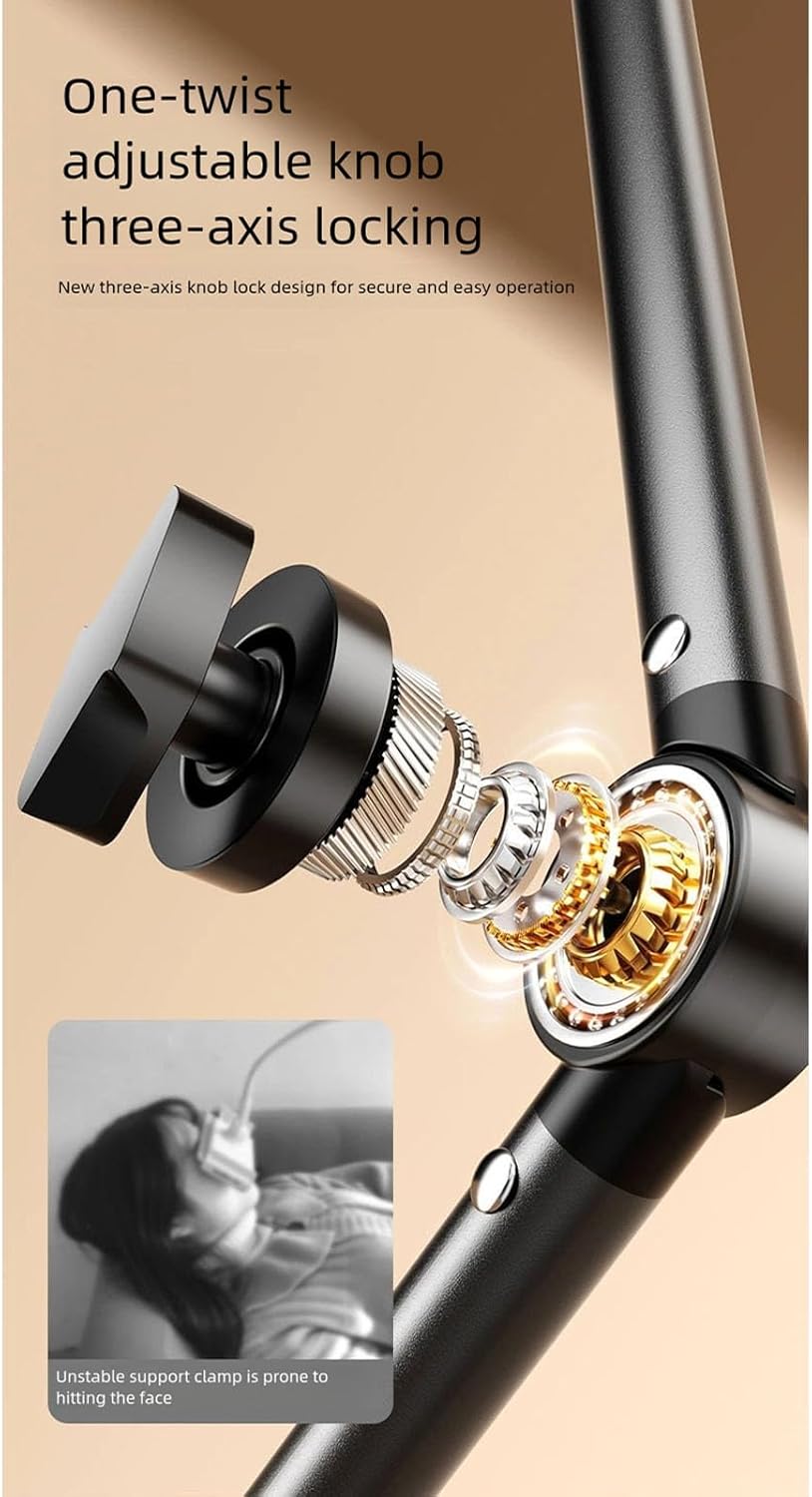 Adjustable Overhead Phone Mount with Arm Stable Aluminum Base for Vlogging Filming Setup ABS+Metal Suspension Boom Arm Multi Device Compatible Camera Mount Adjustable Video Arm Ergonomic Live for