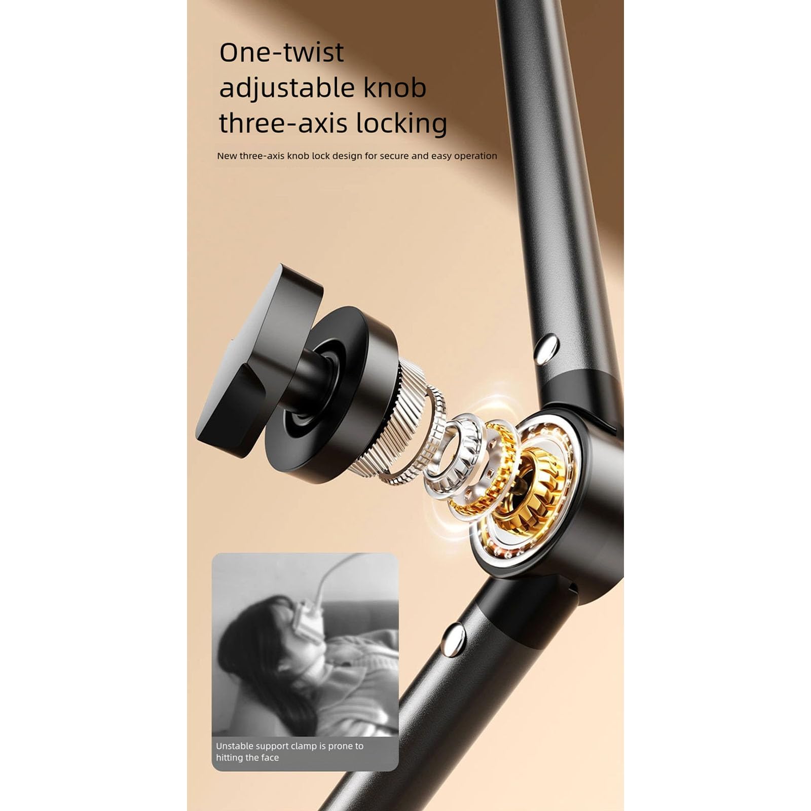 Brazo flexible multidireccional de sujeción para teléfono, soporte de suelo para creador de contenido, durabilidad, base de metal ABS, configuración rápida, soporte de suspensión ABS+metal, compatible