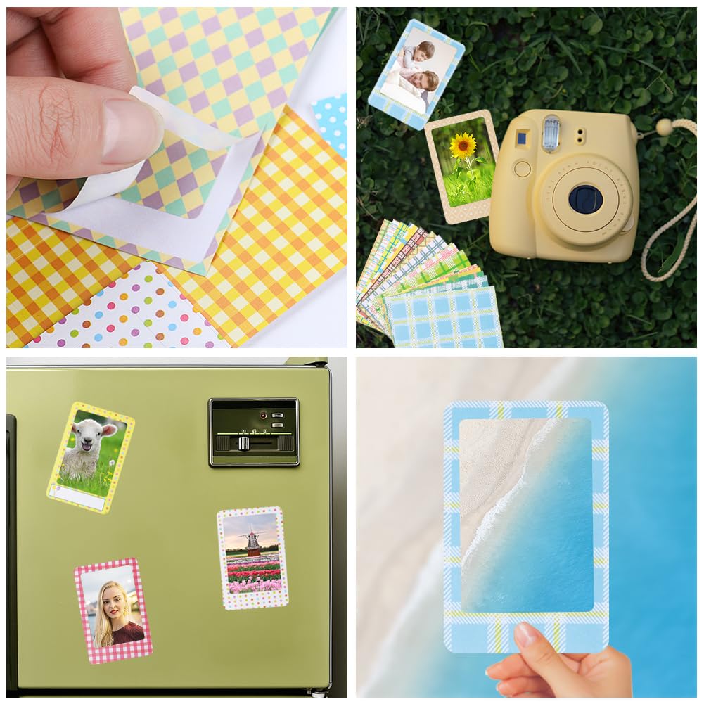 140 sztuk kolorowych naklejek foliowych Polaroid Mini ramki na zdjęcia naklejki Polaroid DIY papierowe ramki na zdjęcia naklejki do Fujifilm Instax Mini 9/8/7S/70/26/50S/90