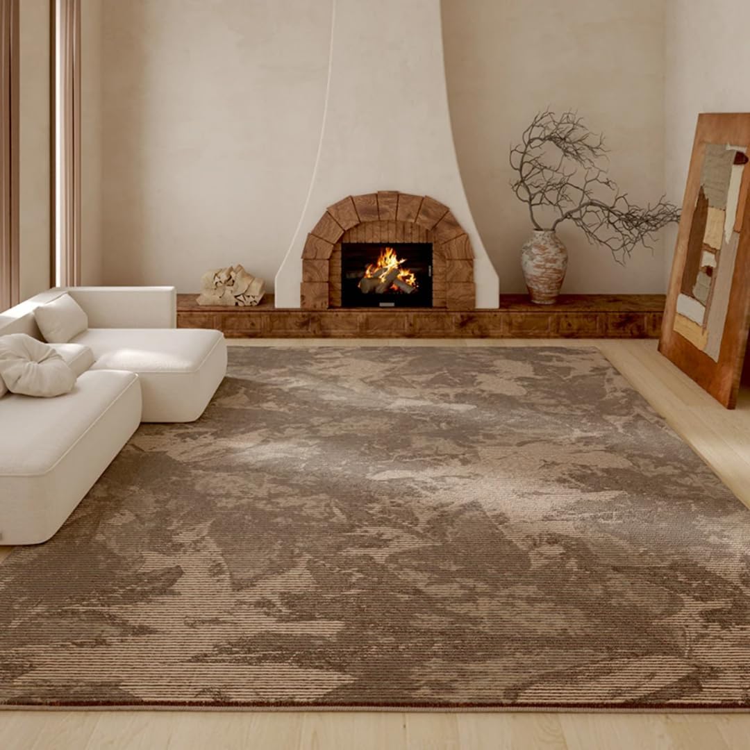 Living Room Decoration Plush Carpet Caramel Colour Rugs for Bedroom American Retro Flower Thickened Home Lounge Mat(80x120cm/J)