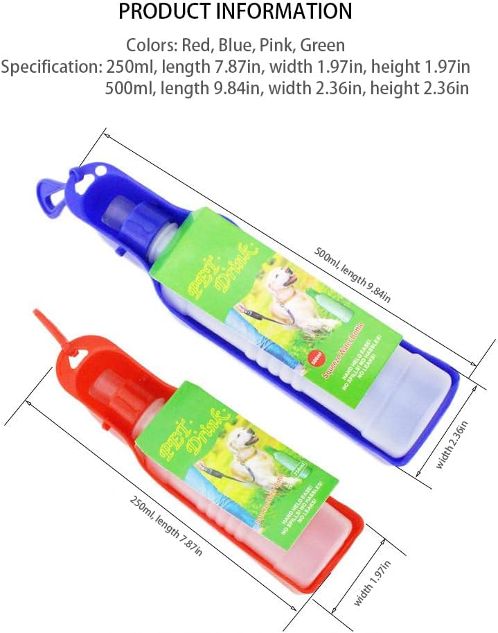 Miniatura 3 de Botella de agua para perros de 17 onzas, botella de agua portátil para perro, a prueba de fugas, botellas de agua plegables portátiles para