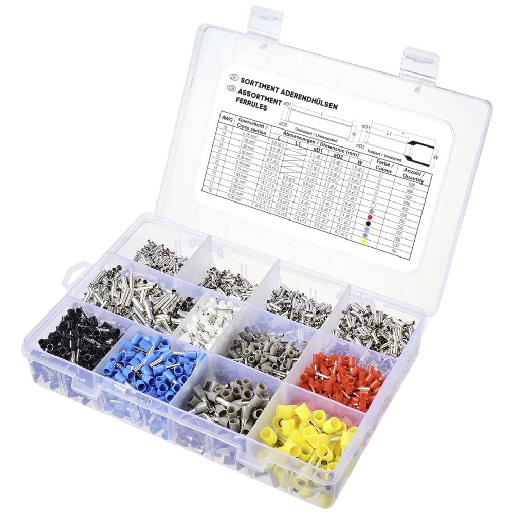 TRU COMPONENTS TC-11991836 Surtido de férulas 0.5 mm², 0.75 mm², 1 mm², 1.5 mm², 2.5 mm², 4 mm², 6 mm² En parte ge