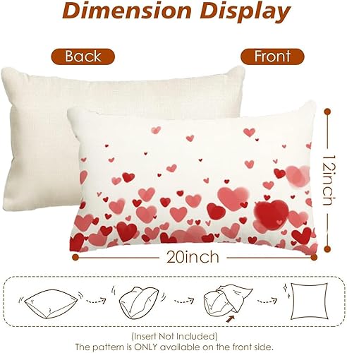 Miniatura 6 de RABUSOFA Fundas de almohada de San Valentín de 12 x 20 pulgadas, decoración del día de San Valentín, fundas de cojín lumbar, fundas de cojín lumbar