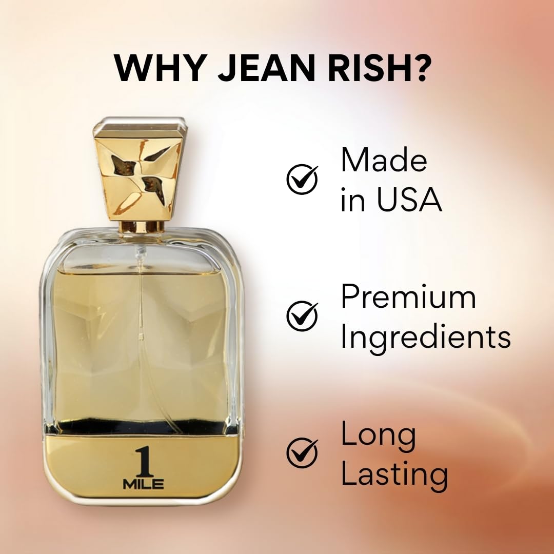 Jean Rish Mile Pour Homme Eau De Toilette Perfume for Men Fl Oz  100ml) with Blood Mandarin, Mint Amber Notes Long Lasting and Luxury