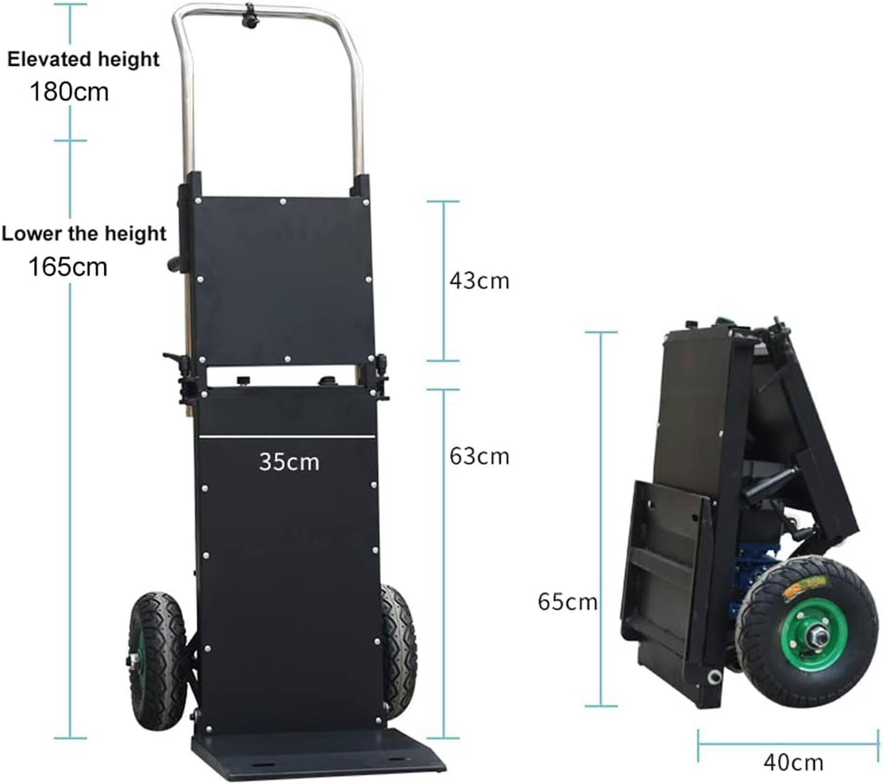Carrello elettrico per salire scale, carrello manuale pieghevole per risparmiare manodopera con un carico di 180 kg, carrello su e giù per le scale con motore brushless silenzioso da 400 W/n