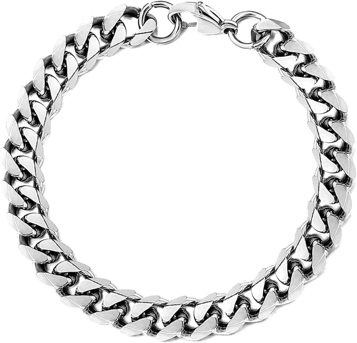 Stainless Steel Bracelet, Solid Cuban Link Curb Chain Bracelet, Silver Gold Black Color, Men Women Jewelry Gift 7-10" Options