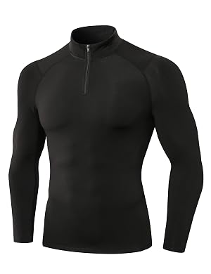 SPVISE Mens Thermal Compression Shirts Long Sleeve Fleece Lined Underwear Tops Cold Weather Running Gear Base Layer Winter
