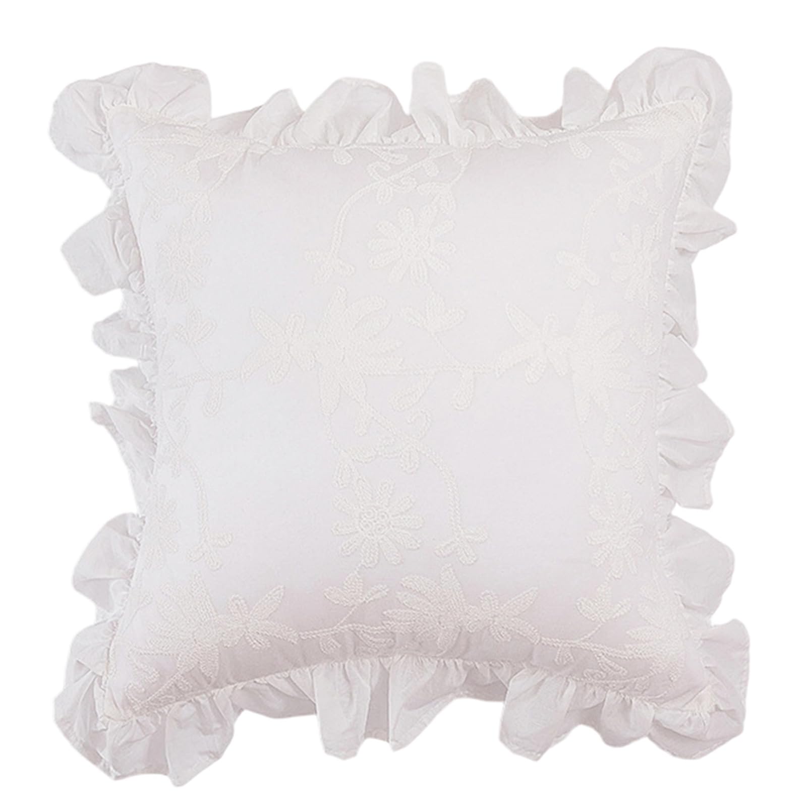 Kaeltsyn Decorative Scalloped Pillowcase Sturdy Cotton Fiber Gentle Texture Living Room Bedroom Styling Soft Breathable Cotton Bed Cover