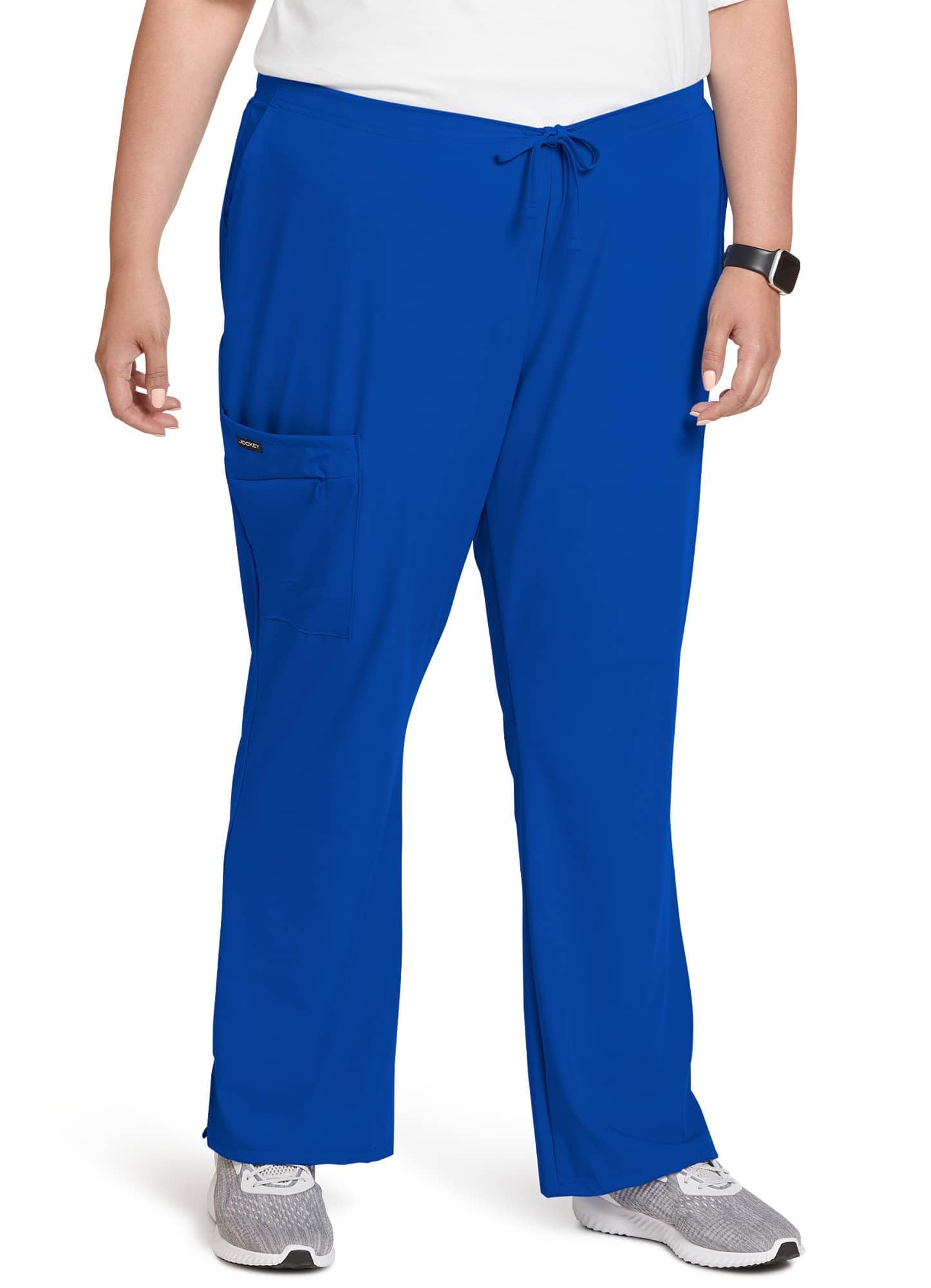 Classic Fit Collection by Jockey Women's Tri Blend Zipper Scrub Pants Small Petite Royal