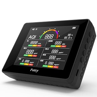 15 in 1 Air Quality Monitor Indoor with Large Display, CO2 Detector & Decibel Meter for PM2.5 PM1.0 PM10 TVOC HCHO Temp Humidity, Professional Portable Real-Time Detector for Home Office Bedroom Pets