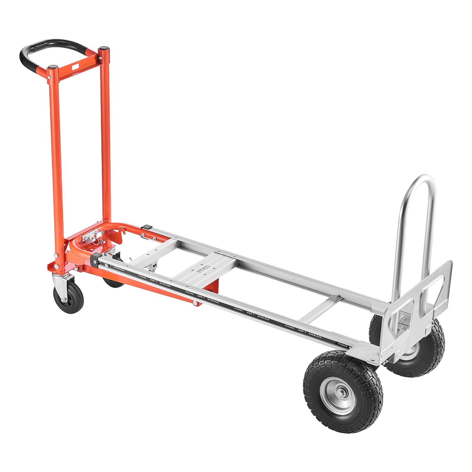 VEVOR 4-in-1-Sackkarre, 453,6 kg Tragkraft im 4-Rad-Modus, umwandelbare Transportkarre mit rutschfestem Griff & Rädern, Handkarre aus Aluminiumlegierung, Transportroller für Umzüge, Büros & Lager