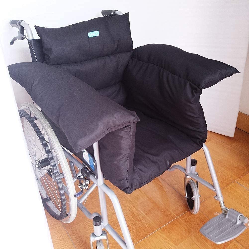 Manta para Silla de Ruedas Asiento para Silla de Ruedas, Transpirable, Silla de Ruedas integrada con Soporte para la Espalda Almohada para Silla de Ruedas, reclinable o Silla lavab