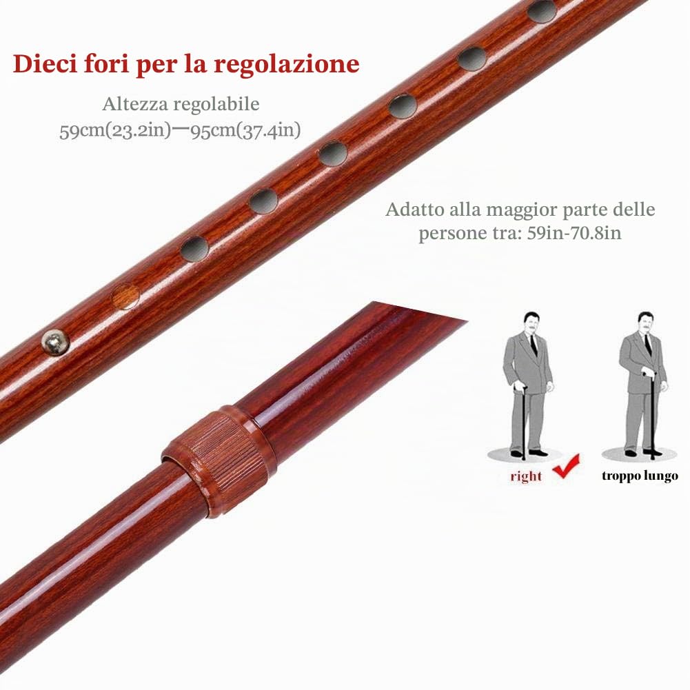 Bastone da passeggio, retrattile, multifunzione, con luce, per anziani, antiscivolo, quadripode, leggero, batterie non incluse b