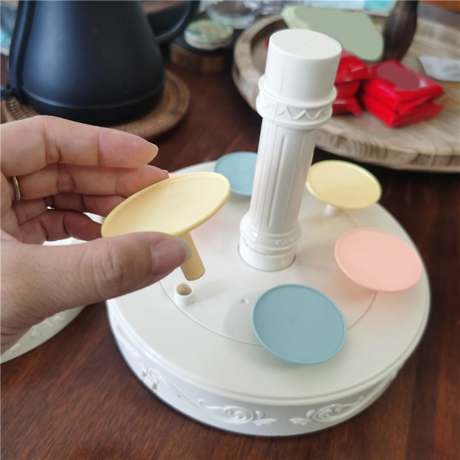 Soporte para tartas para fiestas, soporte giratorio automático para