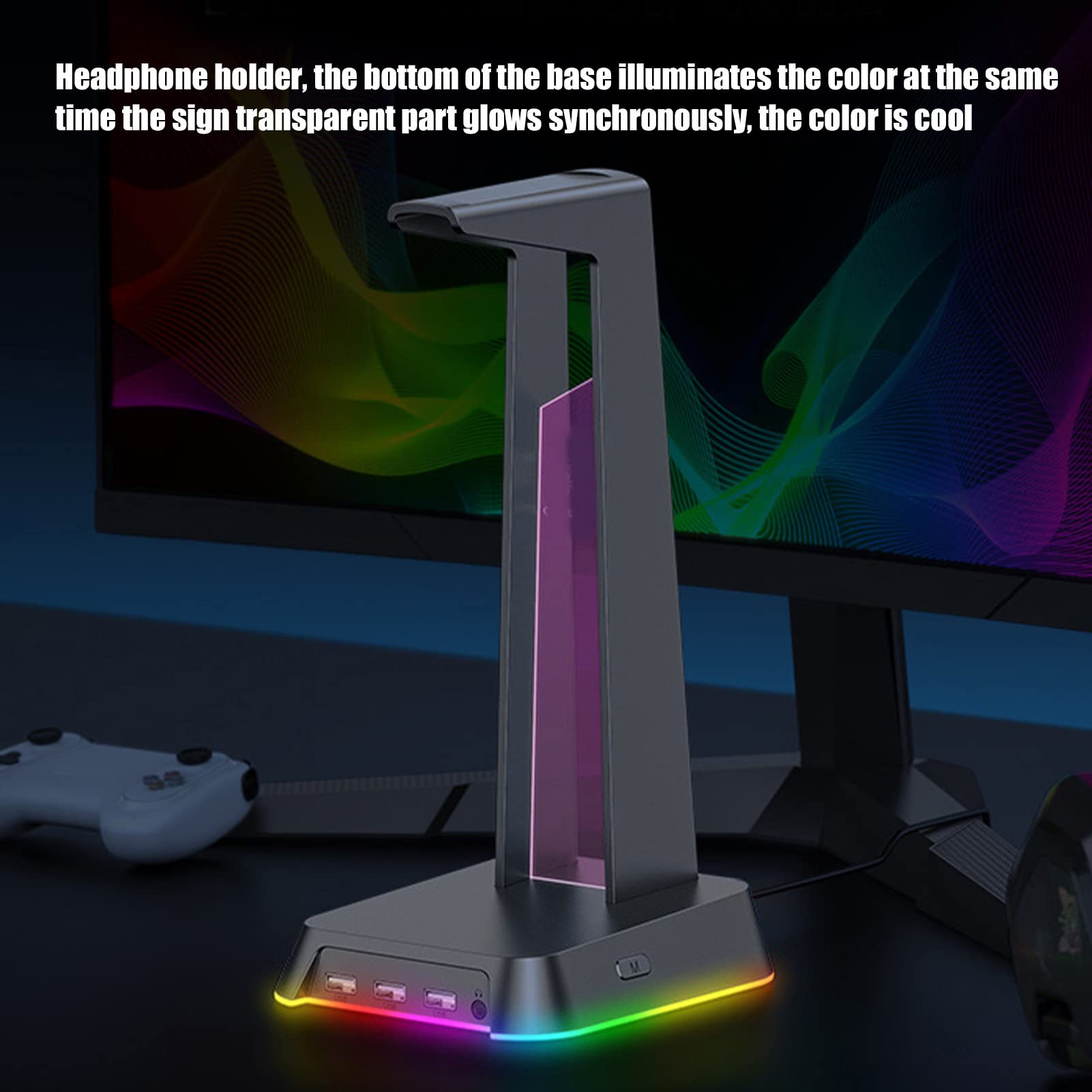 Supporto per Cuffie RGB con Caricatore USB, Supporto per Display per Cuffie da Gioco Rimovibili e Incandescente per Giochi da Tavolo da Tavolo del Giocatore Auricolari Regali per Fidanzati(Bianco)