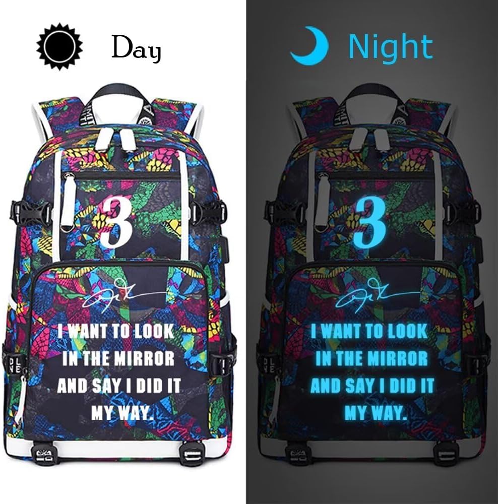 FANwenfeng Basketball Player Iverson Luminous Backpack Travel Daypack Fans Bag (Style 8)