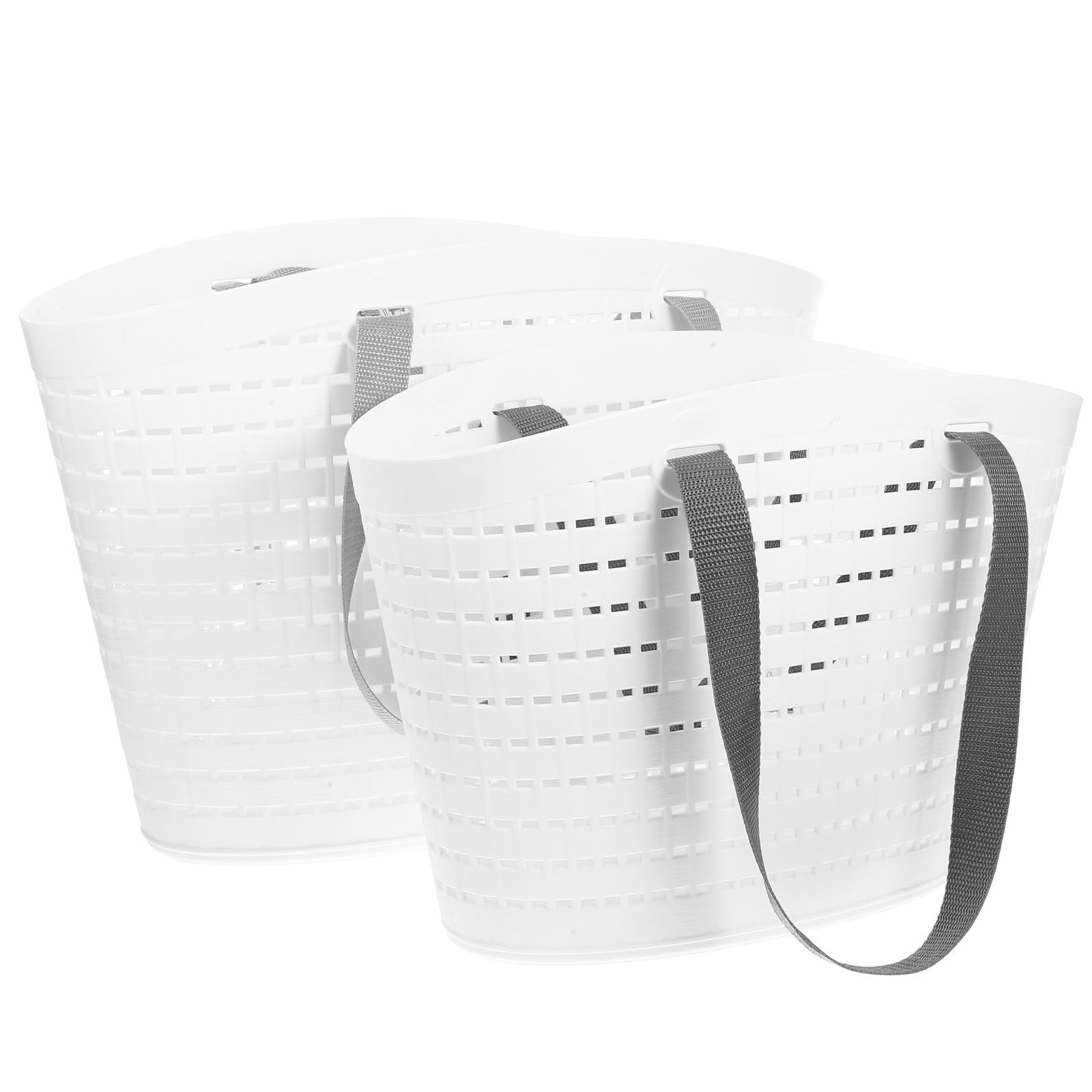 Kisangel Juego de 2 Cestas de Lavandería de Plástico Pp en Color Claro con Asa, Diseño Multifuncional para Almacenar Ropa Sucia y Juguetes, Ideales para Dormitorio y Balcón