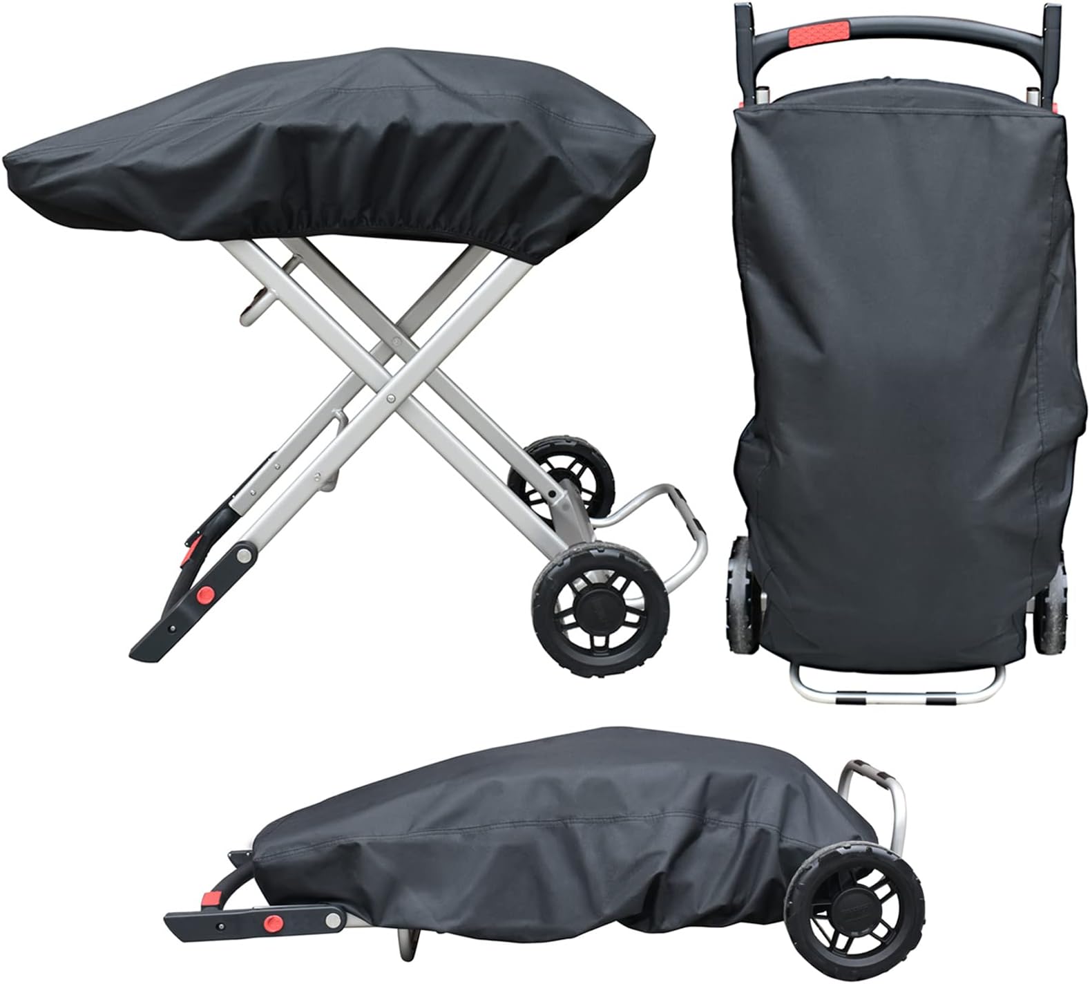 TOHONFOO Grill Cover for Weber 9010001 Traveler Portable Gas Grill - Heavy Duty Waterproof 600D Oxford Fabric and Adjustable Hem Grill Cover