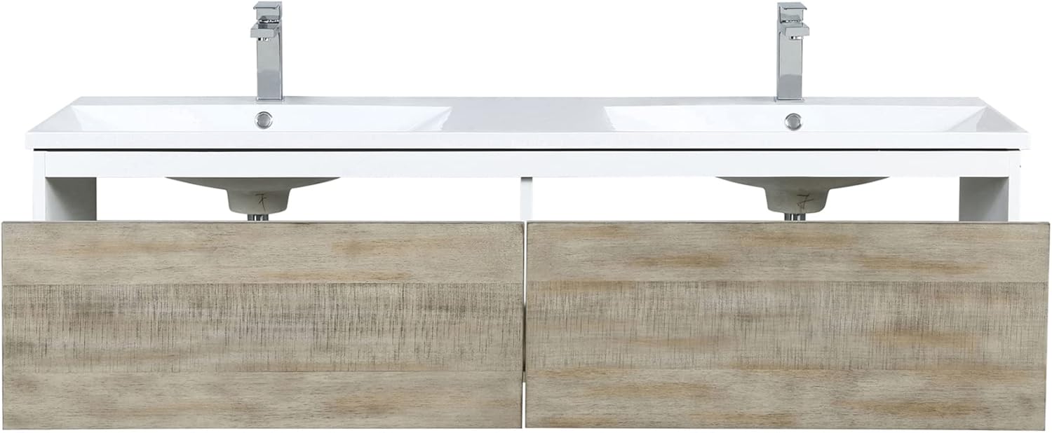 Lexora Home Scopi 60" Double Acrylic Top Bathroom Vanity with Nickel Faucet