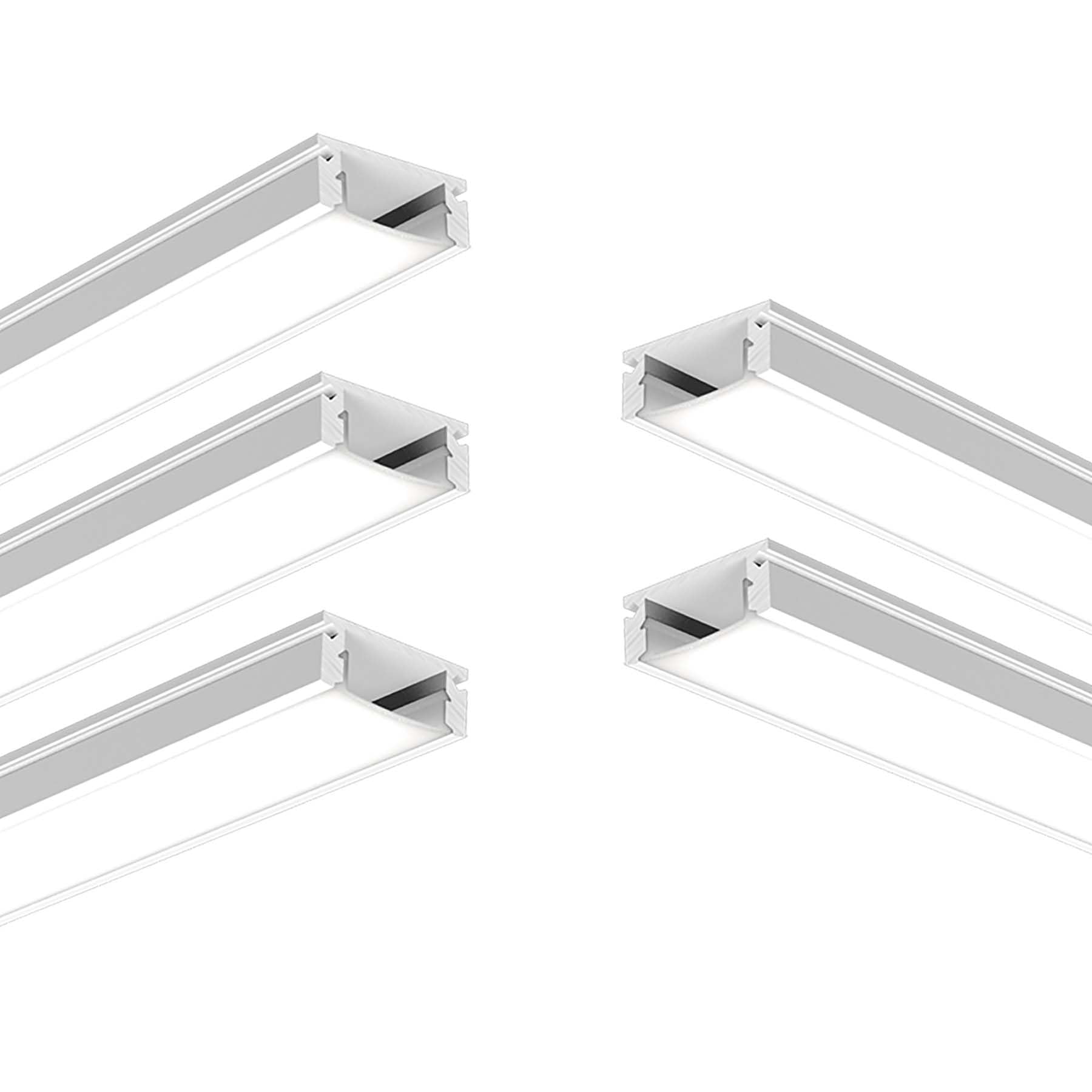 G.W.S® Ultra Thin Surface Mounted LED Profile, 5-Pack Aluminium Channel for LED Strip Light, 2 Metres 17.35mmx6.9mm (013-M1707) — image 1