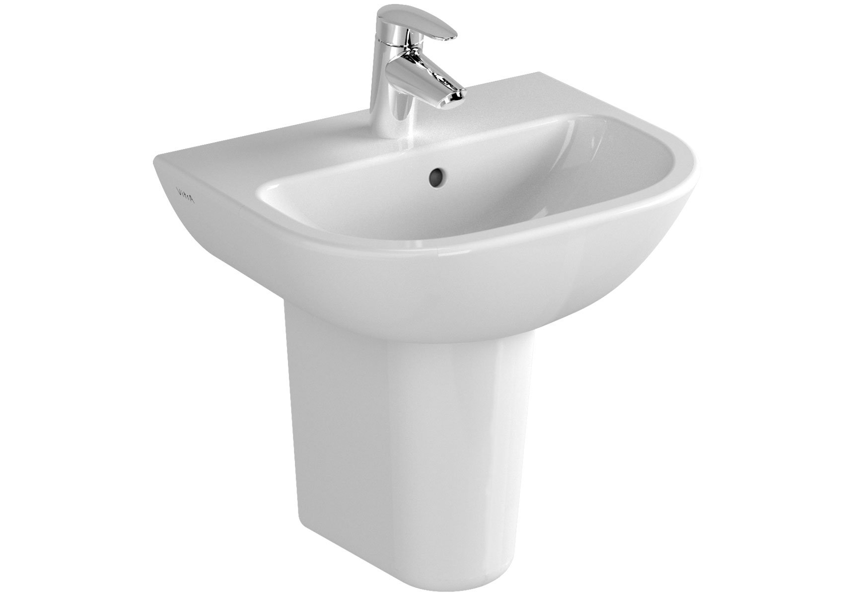 Vitra S20 Cloakroom Basin and Small Semi Pedestal 450mm Wide 1 Tap Hole