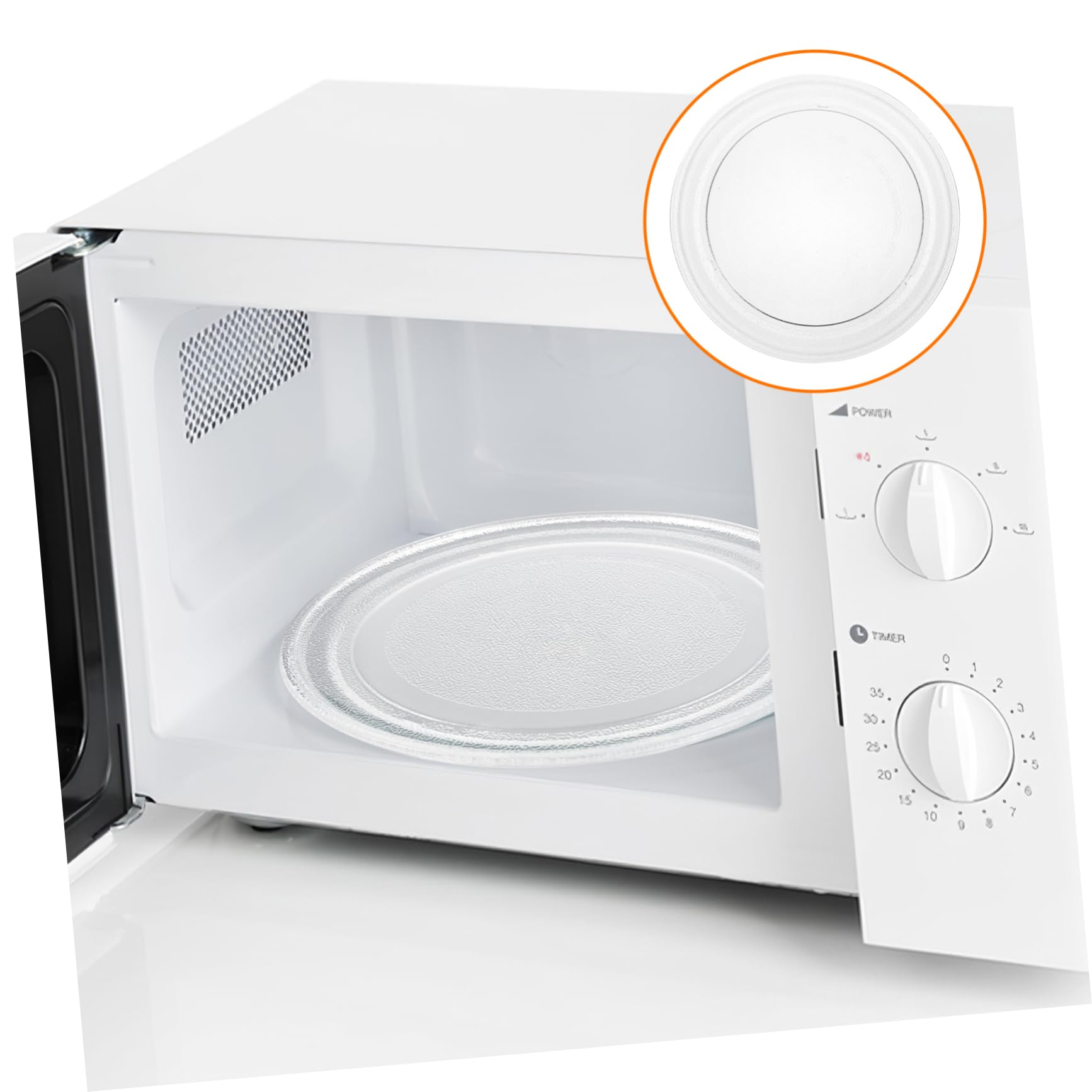Plato Giratorio para Microondas de Vidrio Blanco, Resistente y Fácil de Limpiar, Diseño Delicado y Tamaño 25.5 Cm para Uso en Horno Microondas