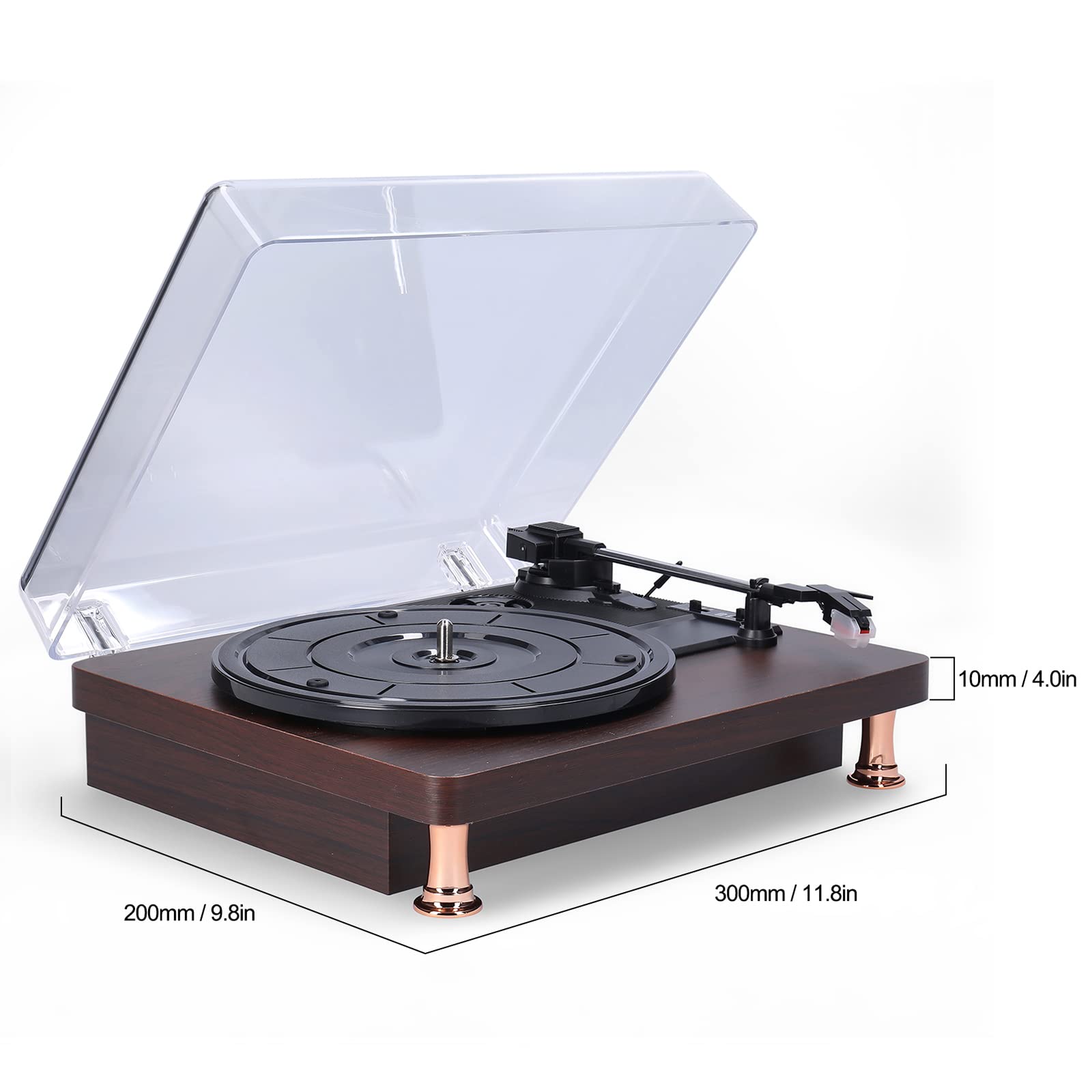 KANBUN Grammofono Giradischi Bluetooth Giradischi a 3 velocità Altoparlanti Stereo integrati Ingresso Aux-in Uscita Digitale USB Testina Magnetica Adatta per Dischi in Vinile da 7" 10" 12"