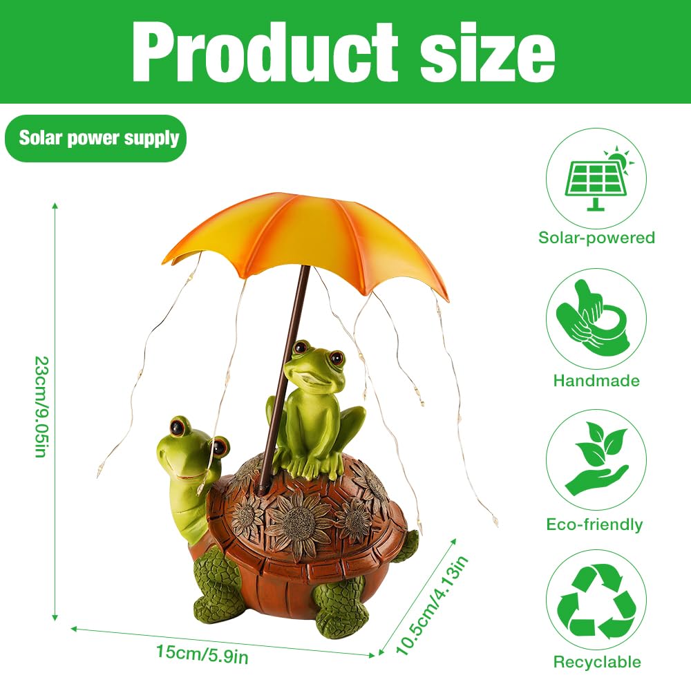 XEERUN Solar Frosch Gartenfigur - Wasserdichte LED Deko Mit Regenschirm